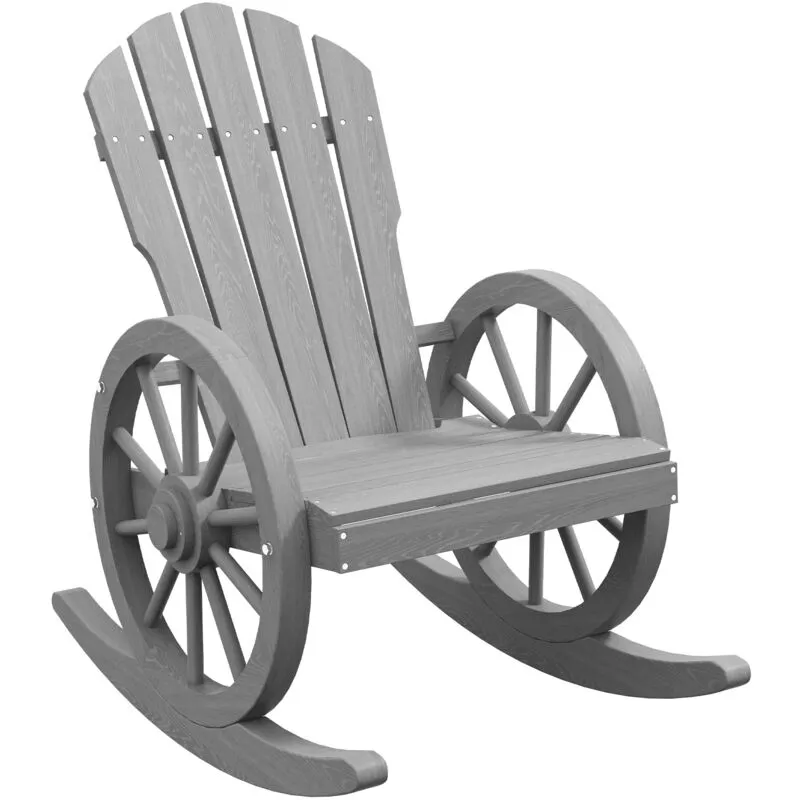 Outsunny - Adirondack Rocking Chair Porch Poolside Garden Lounging Grey