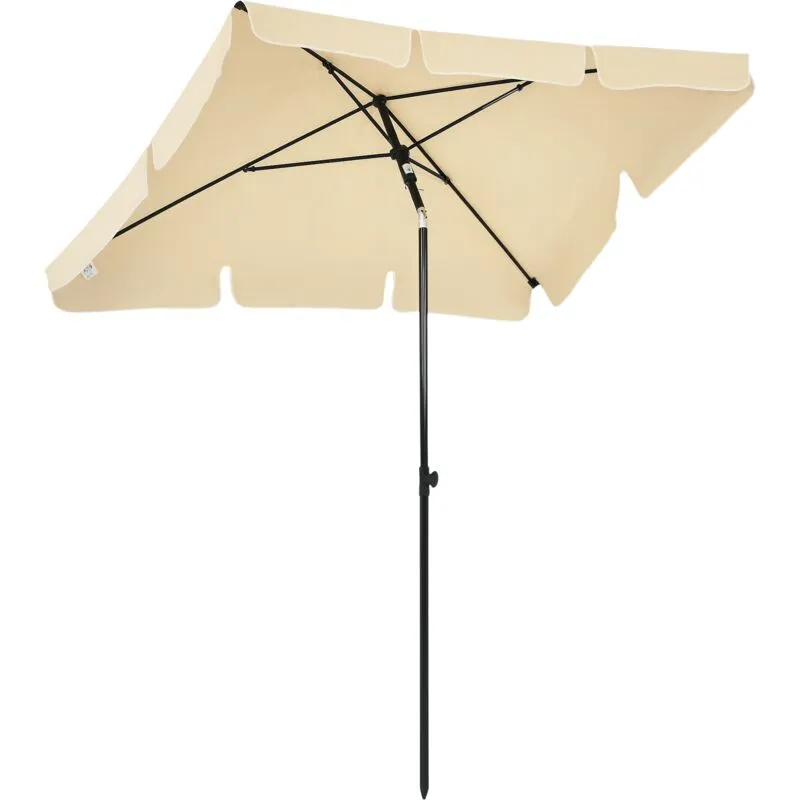 Outsunny - Aluminium Sun Umbrella Parasol Patio Rectangular 2M x 1.3M Beige
