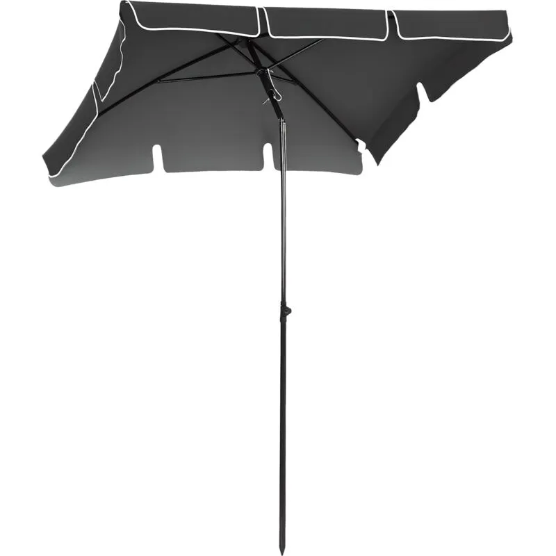 Outsunny Aluminium Sun Umbrella Parasol Patio Rectangular 2M x 1.3M Grey