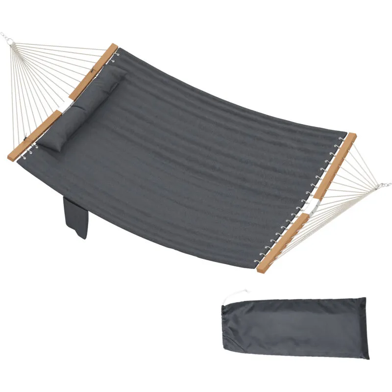 Outsunny Double Hammock 2-Person Padded Swing Bed Grey
