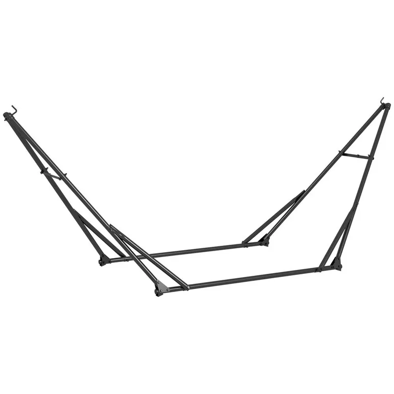 Outsunny Foldable Hammock Stand, 2 in 1 Hammock Net Stand, Hammock Chair Stand, Black Black