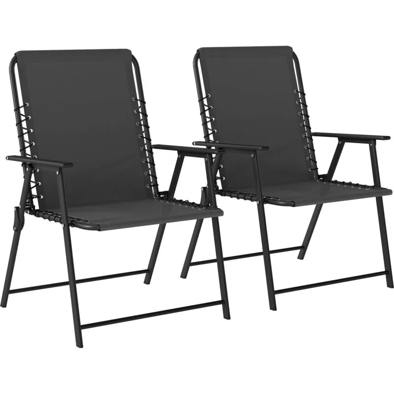 Outsunny Folding Garden Chairs, Outdoor Chairs Set of 2, Black