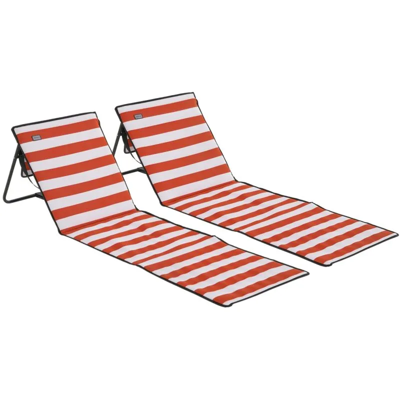 Outsunny Garden Beach Chair Mat, Sun Lounger Seats with Adjustable Back