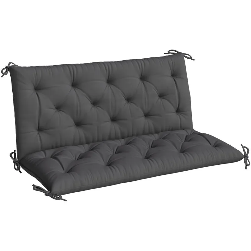 Outsunny Garden Bench Cushion, Seat Pad with Ties, Black