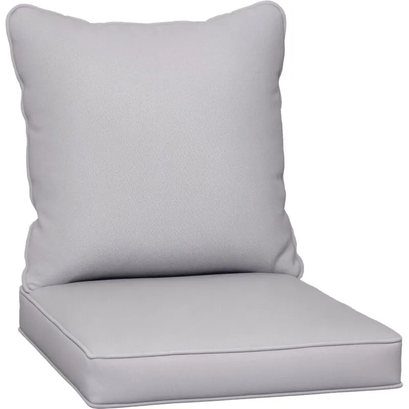 Outsunny Garden Chair Cushion with Seat & Back Pad, Cushion Only Light Grey