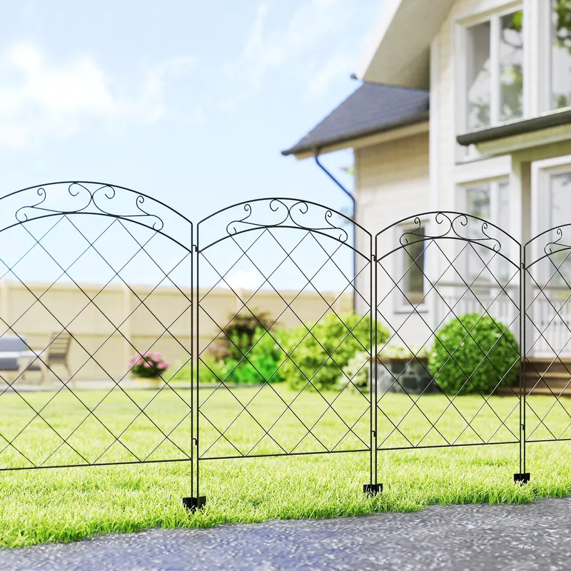 Outsunny - 4PCs Decorative Garden Fencing 43in x 11.4ft Steel Border Edging Swirls
