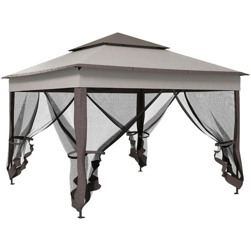 Outsunny - Garden Folding Tent Heavy Duty Pop Up Gazebo for Party Light Grey