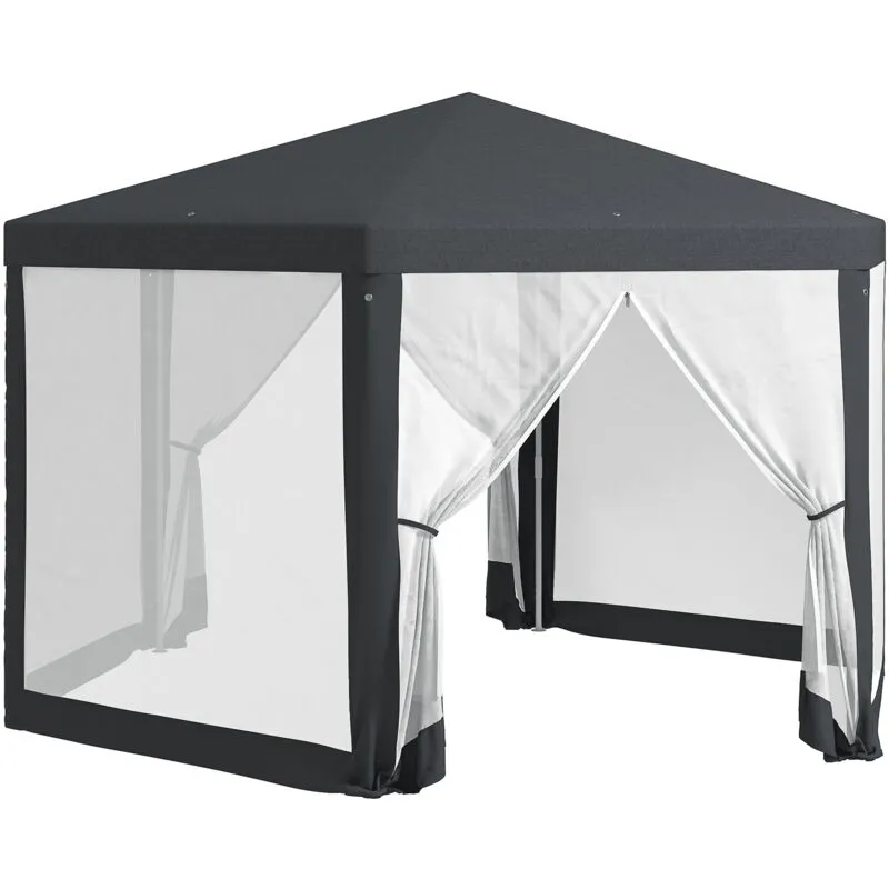 Outsunny - Garden Hexagonal Gazebo Patio Outdoor Canopy Patio Party Tent Dark Grey
