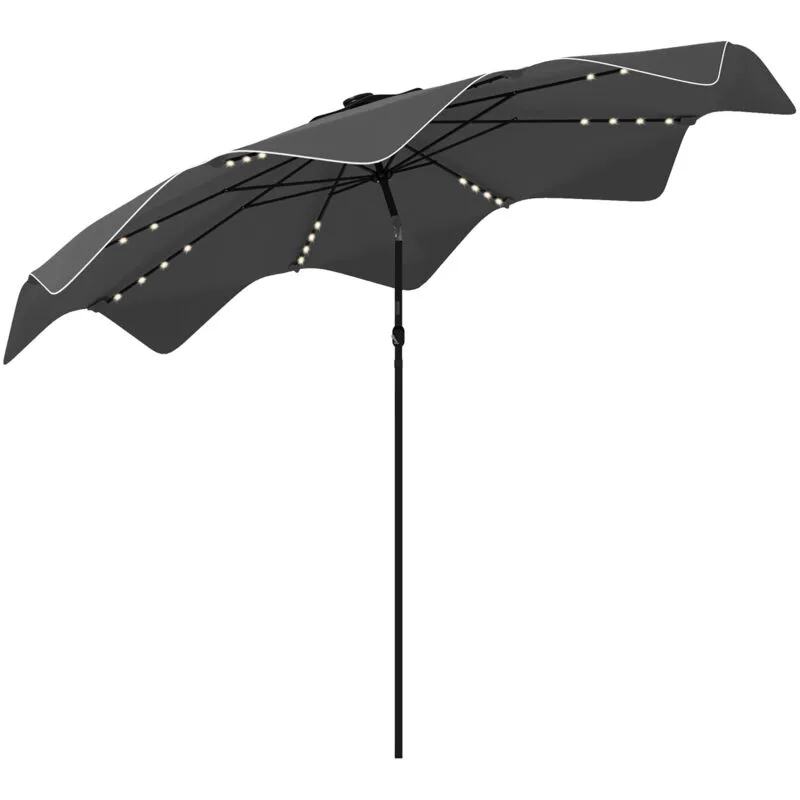 Outsunny Garden Parasol Umbrella with LED Lights and Tilt