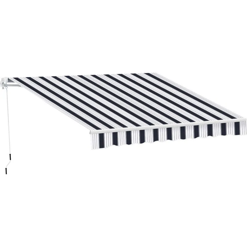 Outsunny - Garden Sun Shade Canopy Retractable Awning Blue & White