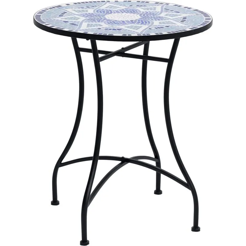 Outsunny Garden Table, Mosaic Round Patio Side Table with 60cm Ceramic Top