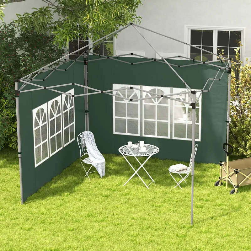 Outsunny Gazebo Side Panels for 3x3(m) or 3x4m Pop Up Gazebo, 2 Pack in Green Green