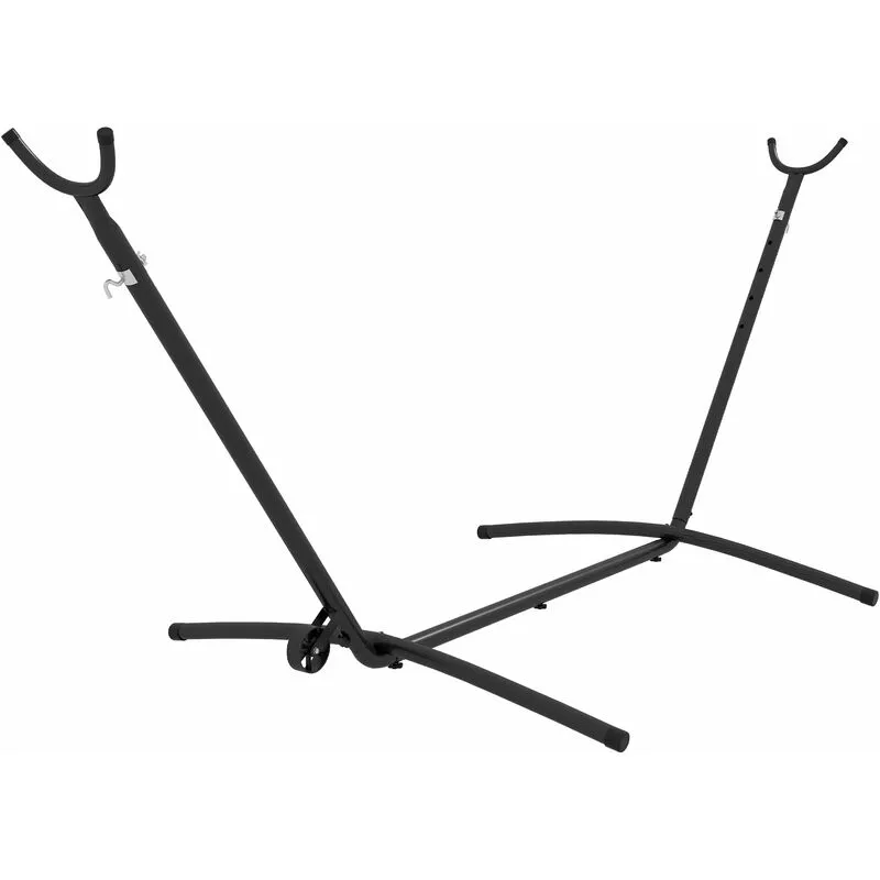 Outsunny Hammock Stand w/ Wheels, Adjustable Hammock Stand w/ Carry Bag, Black