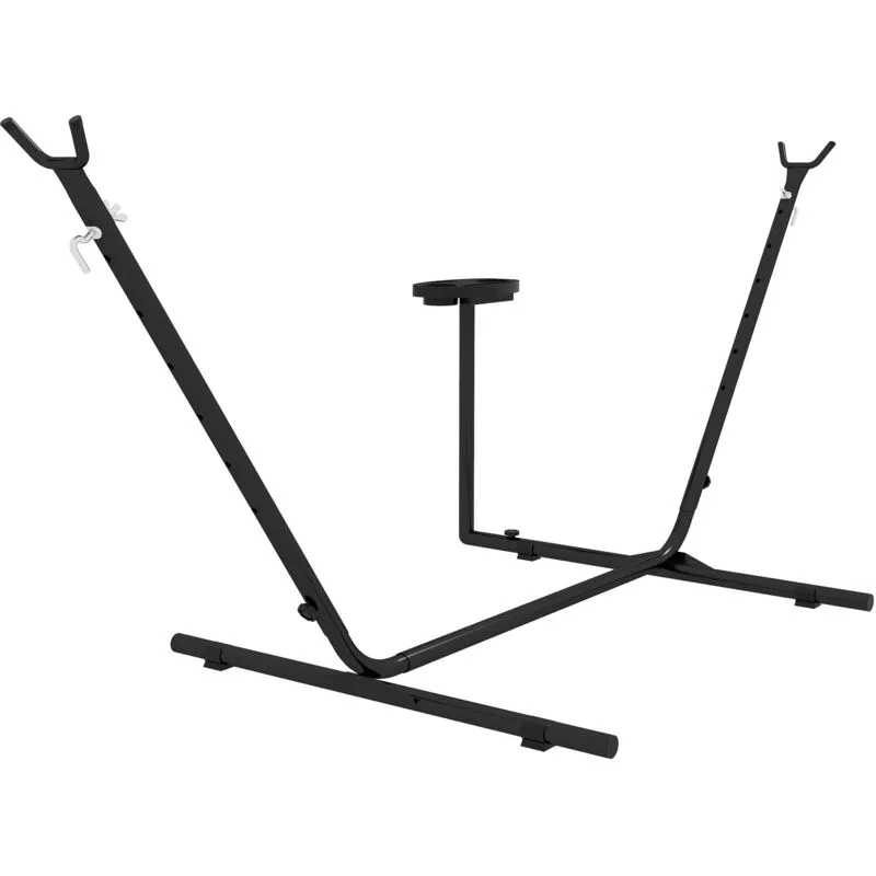 Outsunny Hammock Stand with Side Tray, Steel Frame Hammock Stand, Black