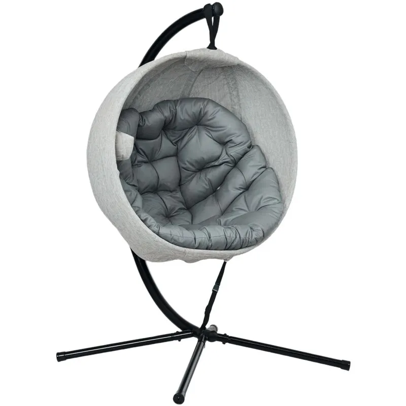 Outsunny - Hanging Egg Chair Outdoor Indoor Swing Chair, Folding Basket, Grey