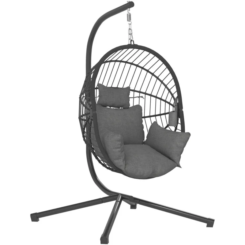 Outsunny - Hanging Swing Chair w/ Thick Cushion, Patio Hanging Chair, Grey