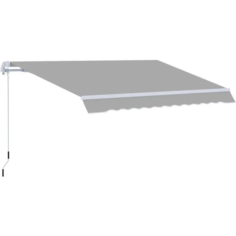 Outsunny - Manual Retractable Awning Garden Shelter Canopy Light Grey