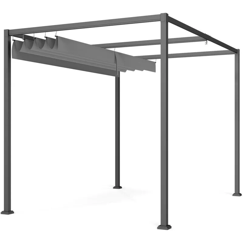 Outsunny Metal Pergola Gazebo Patio Sunshelter Retractable Canopy 3 x 2m
