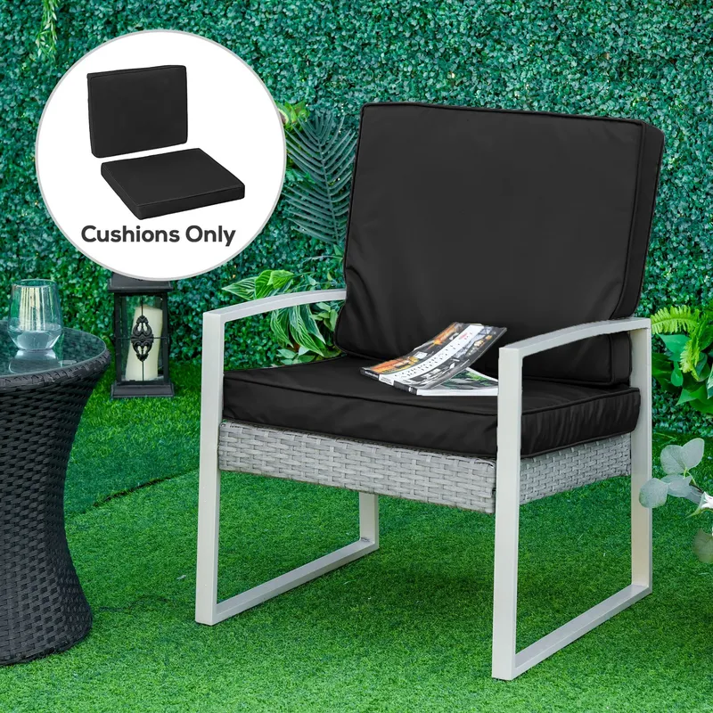 Outsunny Outdoor Seat & Back Cushion Set Replacement Cushions in Black Black