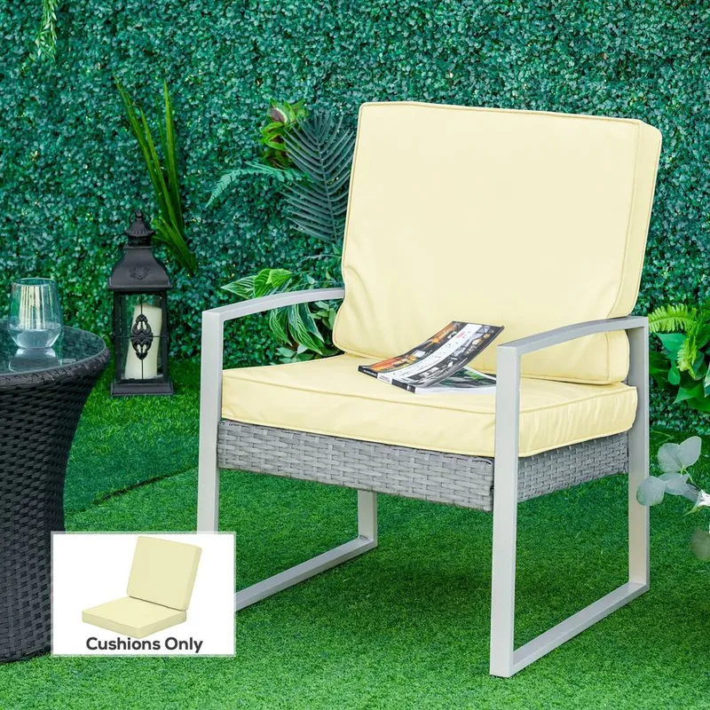 Outsunny Outdoor Seat & Back Cushion Set Replacement Cushions in Cream Cream
