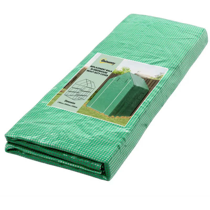Outsunny Walk-in Greenhouse Cover Replacement with Door & Mesh Windows, White in Green Green