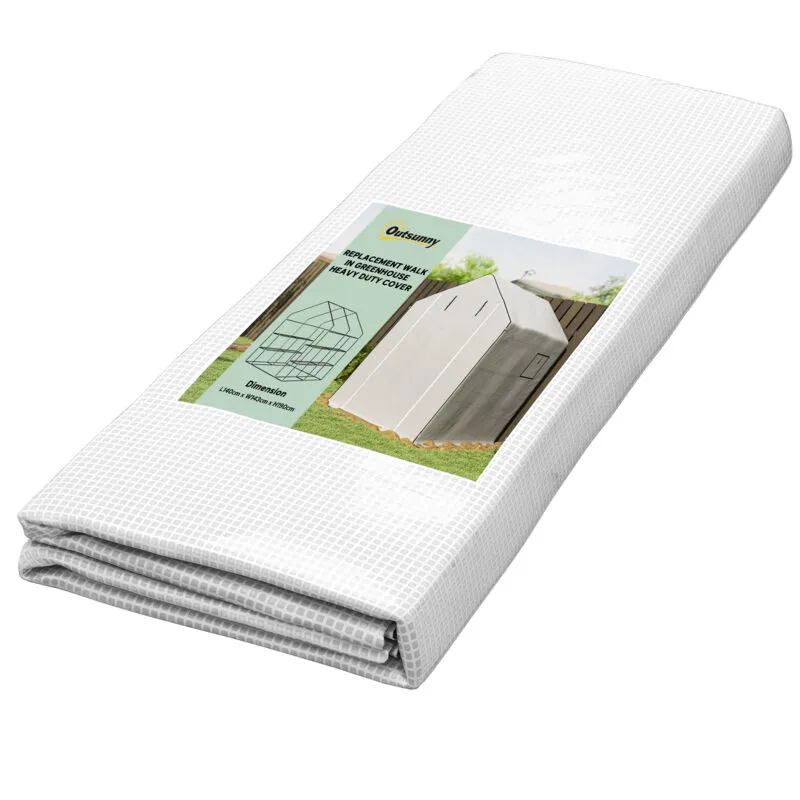 Outsunny Walk-in Greenhouse Cover Replacement with Door & Mesh Windows, White White