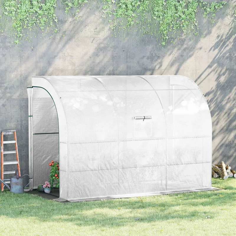 Outsunny Plant Greenhouse Garden Nursery w/ Cover Window in White White