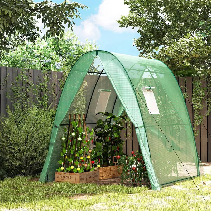 Outsunny Portable Greenhouse Gardening Plant Hot House with 2 Doors, Green
