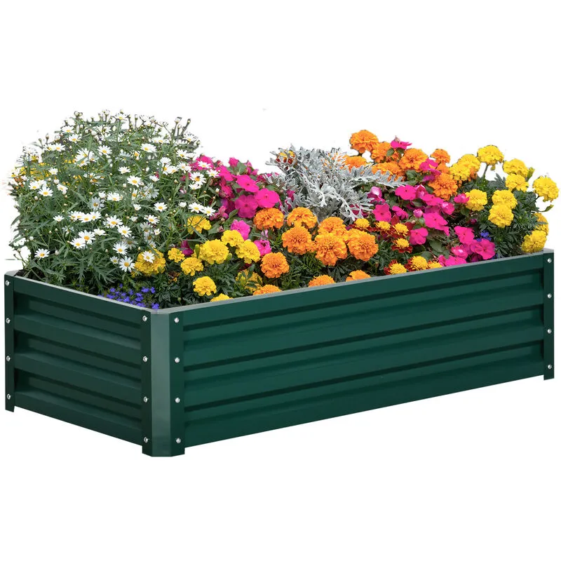Outsunny Raised Garden Bed Elevated Planter Box for Flowers in Green Green