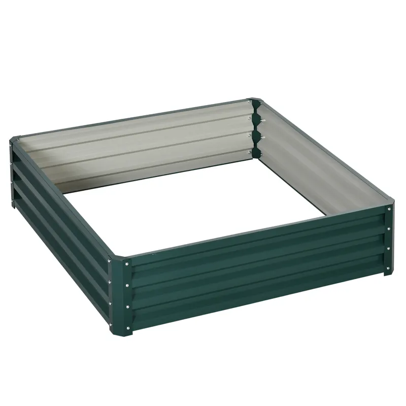 Outsunny Raised Garden Bed Metal Garden Flower Vegetable Planter in Grey Grey
