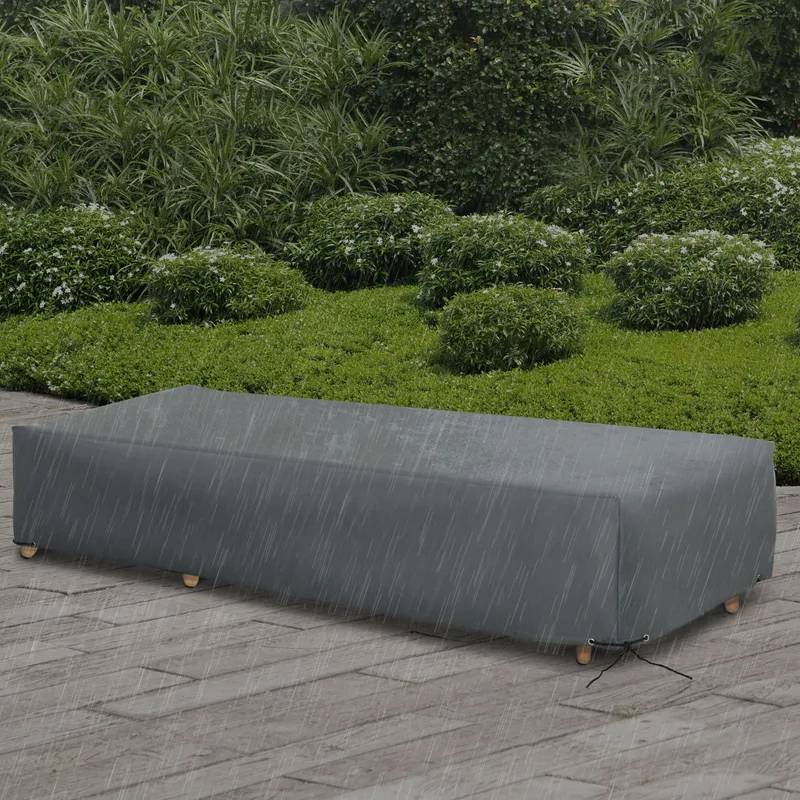 Outsunny Rectangular Furniture Cover for Rattan Lounge UV Protection in Grey Grey