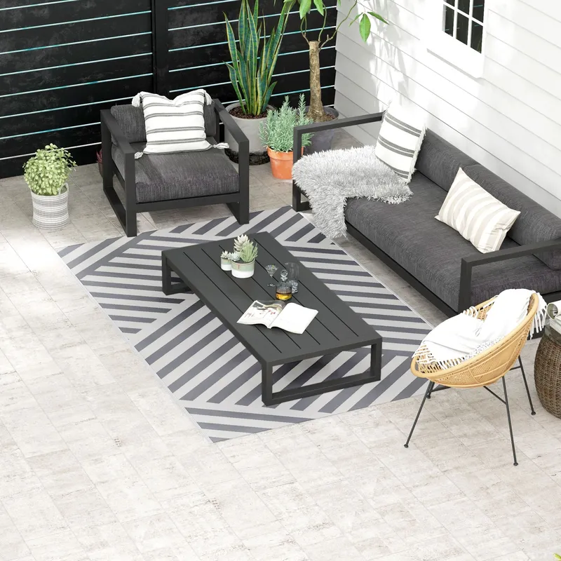 Outsunny Reversible Outdoor Rug W/ Carry Bag for RV Camping Beach, 182 x 274cm in Grey Size: 185 cm x 270 cm Grey 185 cm x 270 cm