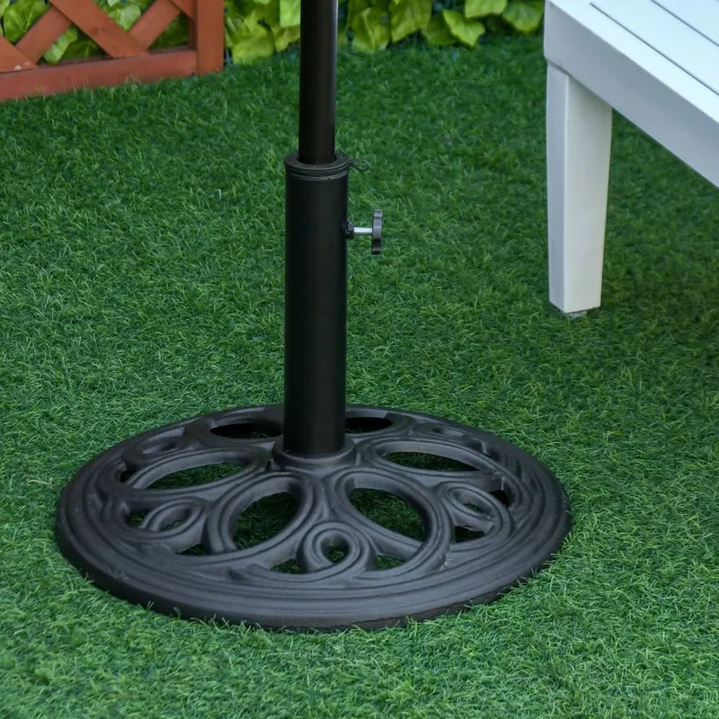 Outsunny Round Patio Umbrella Base Stand, Umbrella Holder in Black Black
