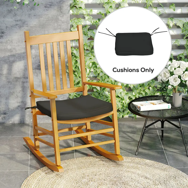 Outsunny Set of 6 Chair Cushion Seat Pads Dining Chair w/ Straps in Black Black