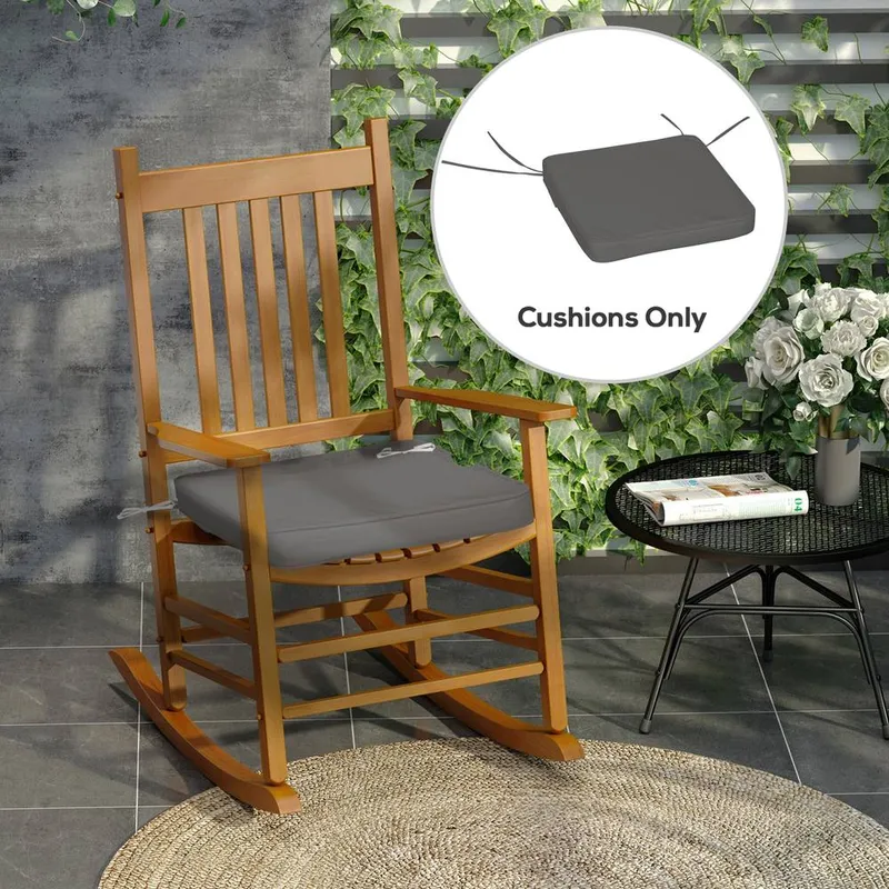 Outsunny Set of 6 Chair Cushion Seat Pads Dining Chair w/ Straps Grey