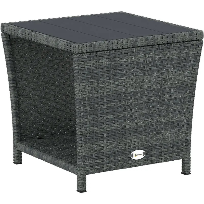 Outsunny Side Table 2-Tier with Storage Shelf/Grey