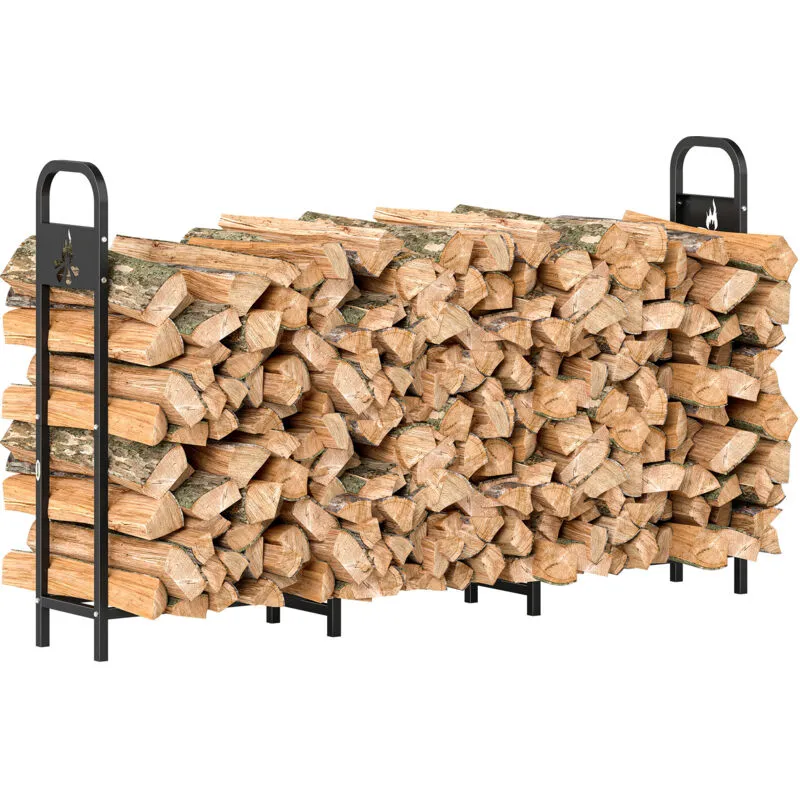 Outsunny Steel Firewood Log Rack, 300 kg Indoor Outdoor Fireplace Log Holder
