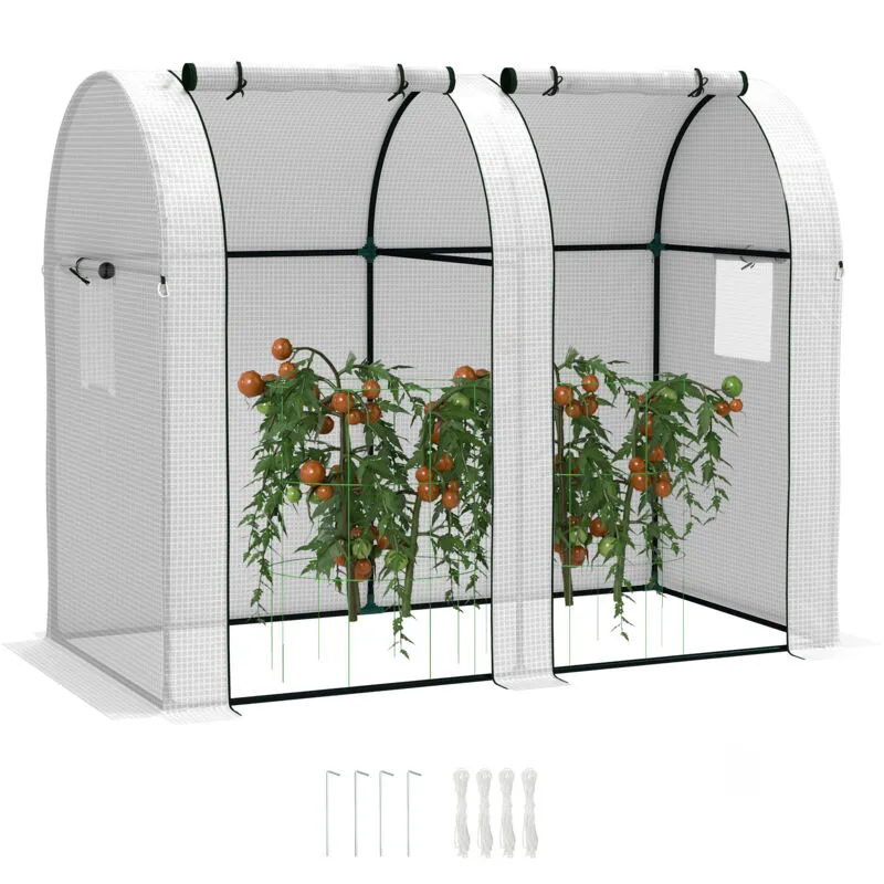 Outsunny - Tomato Greenhouse with 2 Roll-up Doors, 185 x 94 x 150cm, White