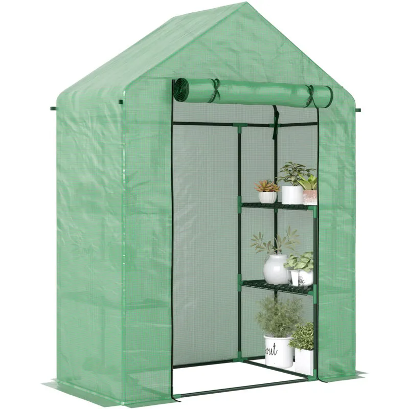 Outsunny Greenhouse for Outdoor Portable Gardening Plant Grow House in Green Green