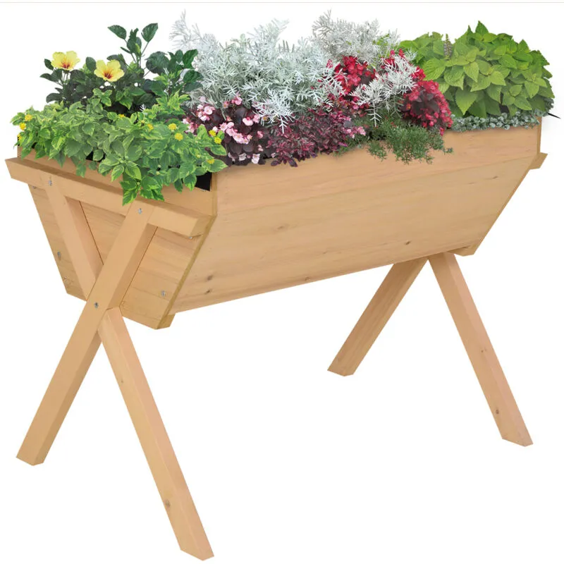 Outsunny - Wooden Planter Raised Bed Stand Vegetable Flower Bed 100 x 70 x 80cm