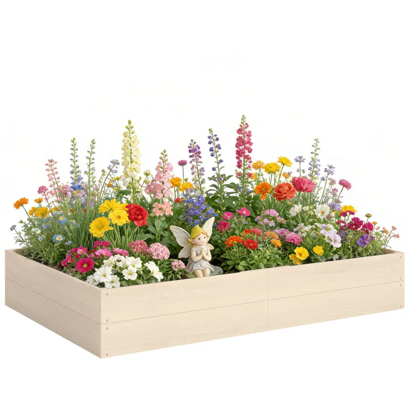 Outsunny Wooden Raised Bed for Garden, 620L Extra Large Raised Garden Bed