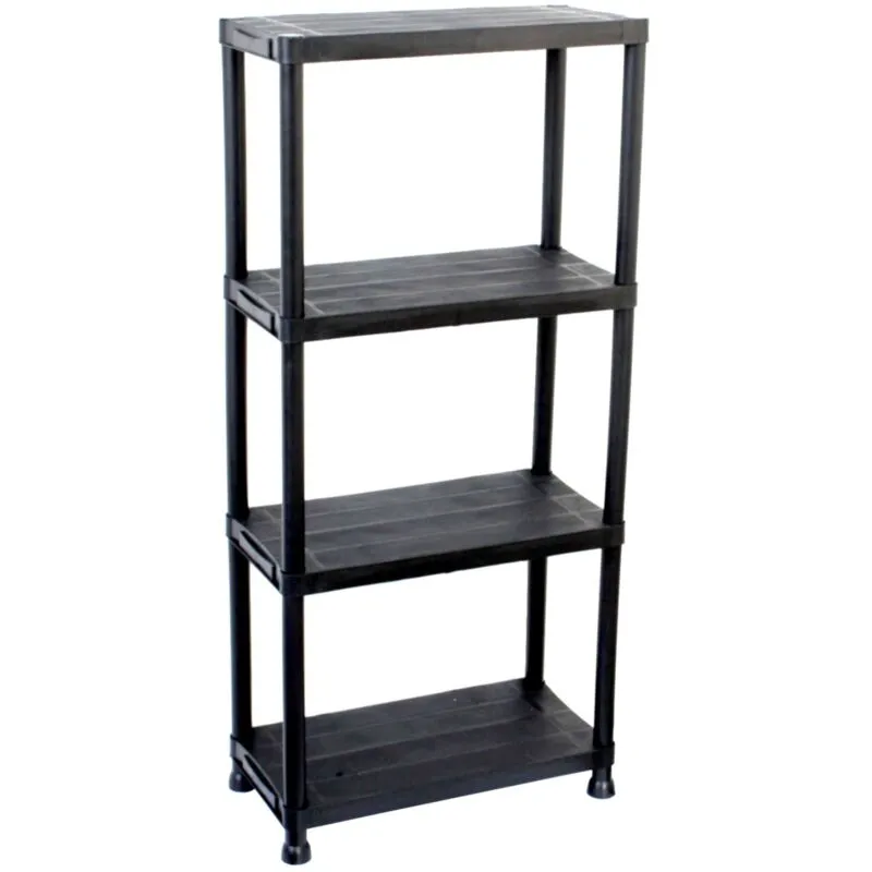 Oypla - 4 Tier Black Plastic Heavy Duty Shelving Racking Storage Unit