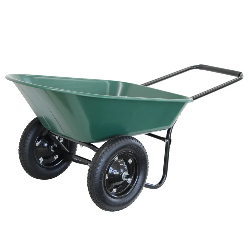 Oypla Heavy Duty Two Wheeled Garden Wheelbarrow in Green Green