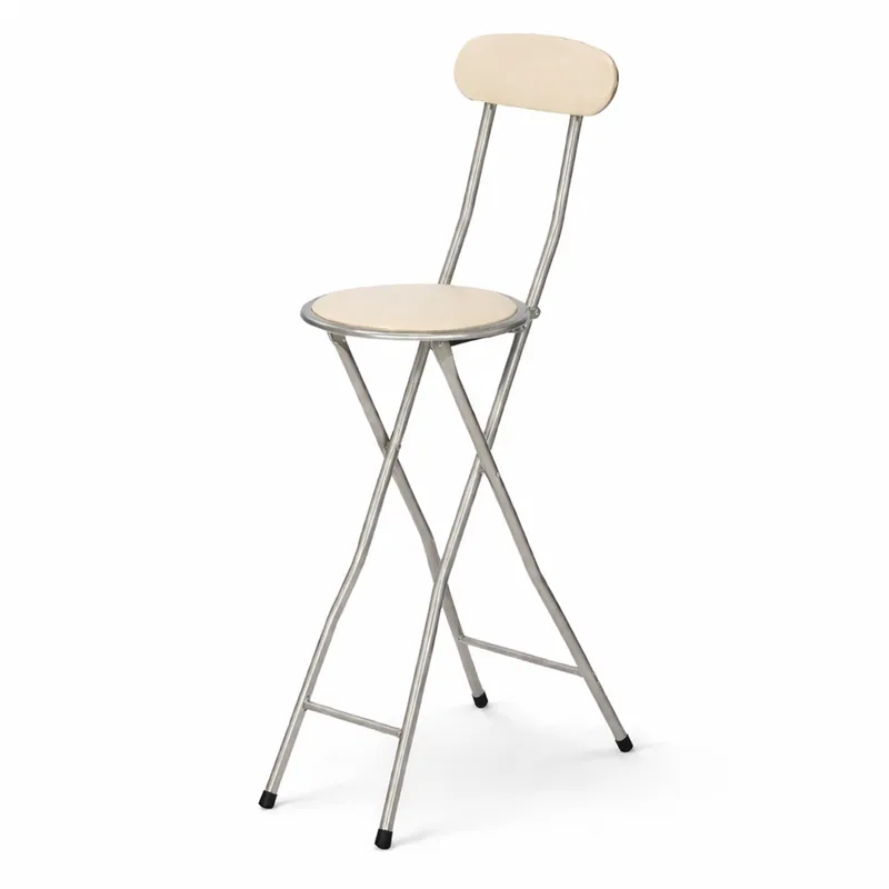 White Padded Folding High Chair Breakfast Kitchen Bar Stool Seat - Oypla