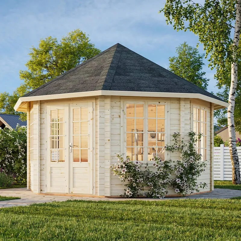 Palmako Hanna 4.2m x 4.2m Corner Log Cabin Summer House (44mm)