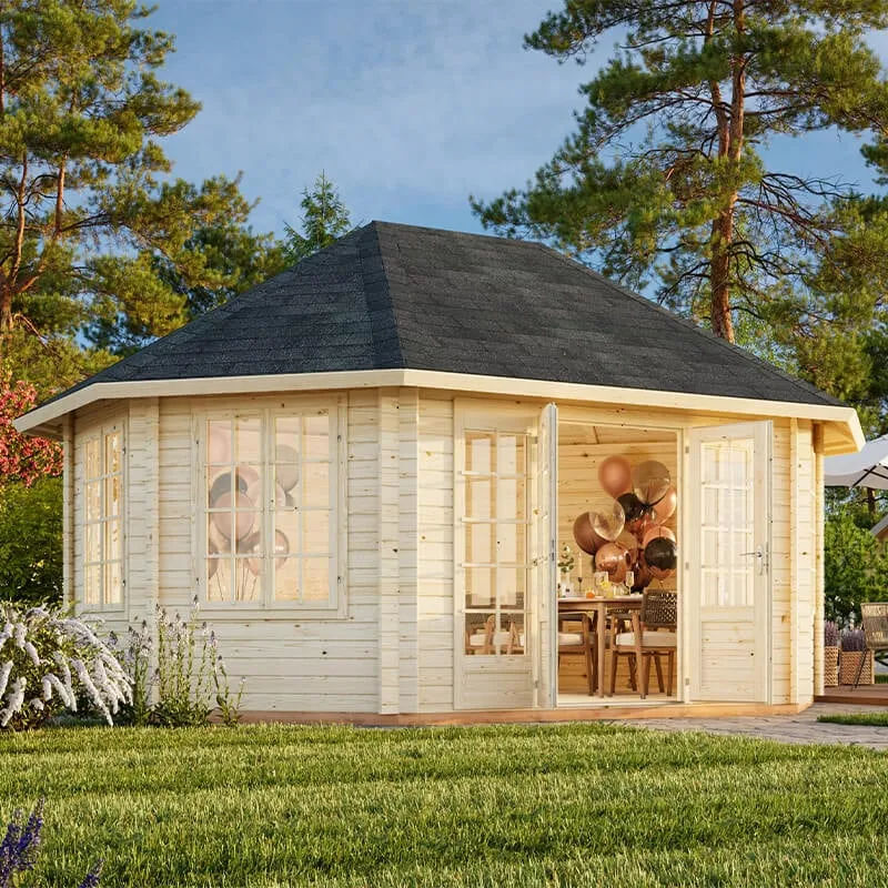 Palmako Hanna 4.2m x 5.7m Corner Log Cabin Summerhouse (44mm)