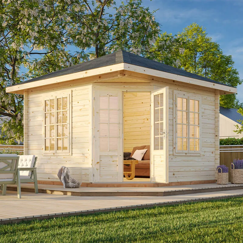 Palmako Melanie 3.5m x 3.5m Corner Log Cabin Summer House (44mm)