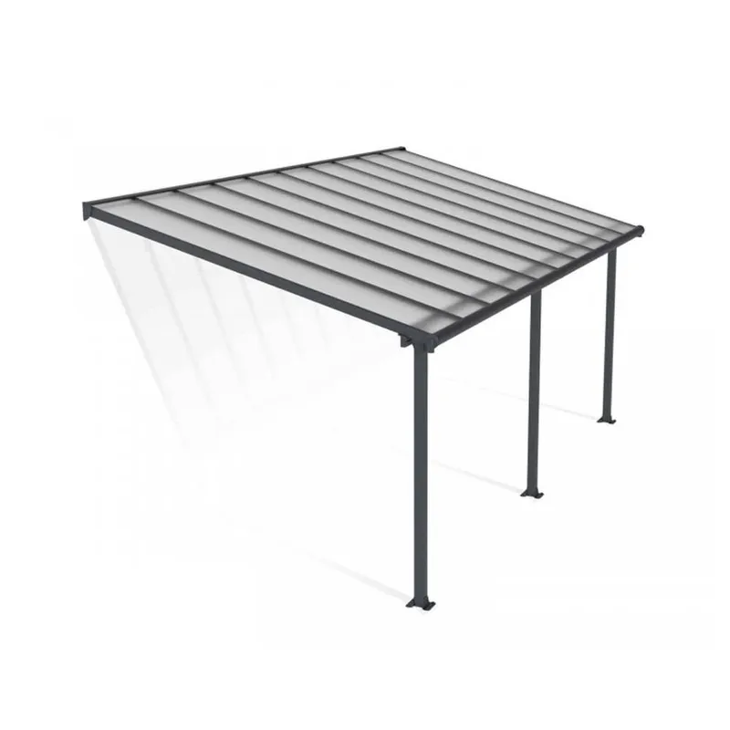 10'x20' (3x6.1m) Palram Canopia Olympia Grey Patio Cover With Clear Panels