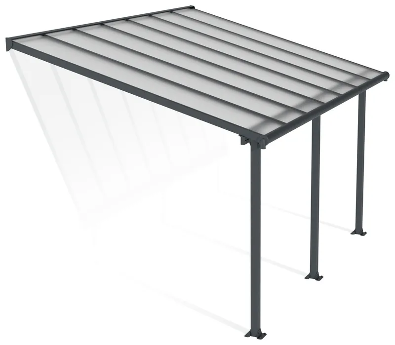 10x14 Palram Canopia Olympia Grey Patio Cover With Clear Panels