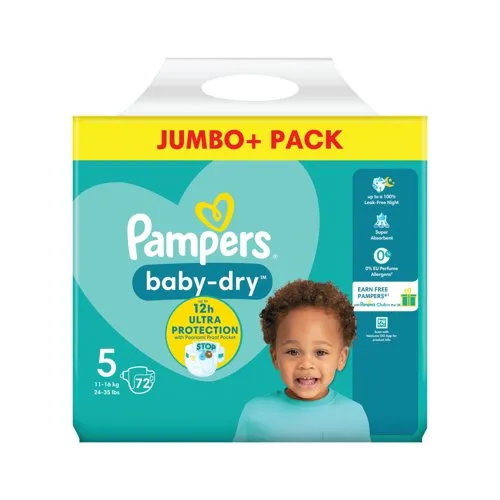 Pampers Baby Dry Taped Nappies Size 5 Jumbo (Pack of 144) 78475